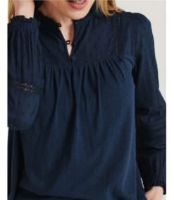 Myra Organic Cotton Jersey Top -Woolovers 04e36 wwt7312 myra organic cotton jersey top navy 5