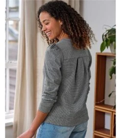 Haddie Check Jersey Long Sleeve Top -Woolovers 08260 thought march 26 2024 27wwt7762 blk 4258