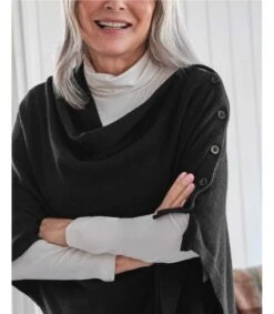 Poncho à Boutons - Femme - Cachemire & Mérinos -Woolovers 0d483 48414 a345l black w 56