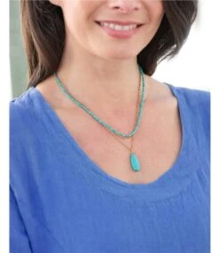 Collier Multi-rangs En Pierres Semi-précieuses - Femme - Métal -Woolovers 105082 p814l turquoise w 51