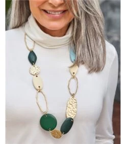 Collier à Anneaux En Métal - Femme - Bois Et Métal