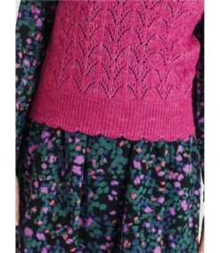 Rhea Wool Pointelle Knit Vest -Woolovers 11087 wwt7745 rhea pointelle knit vest magenta pink 6