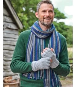 Écharpe à Rayures Verticales En Laine D'agneau Pour Homme