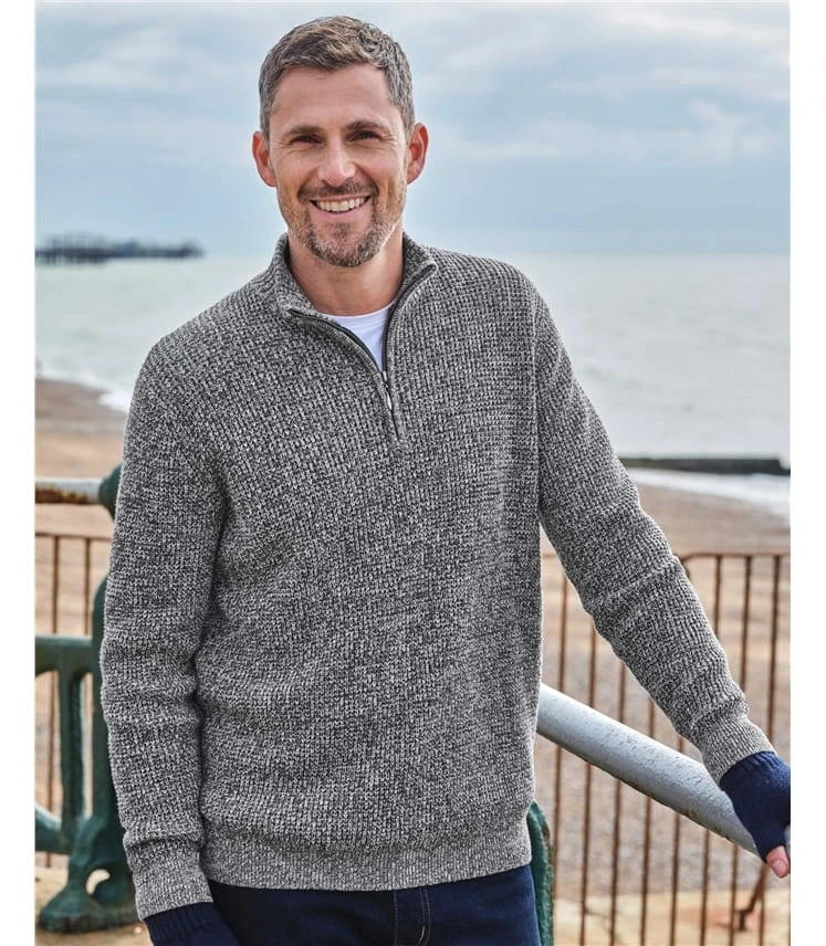 Pull Chiné Torsadé à Demi-zip - Homme 3 Pull Chiné Torsadé à Demi-zip - Homme