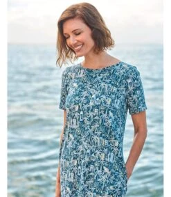 Robe T-shirt En Jersey - Femme 6 Robe T-shirt En Jersey - Femme -Woolovers 12682 221121 j540l scenicpalmprint w 7