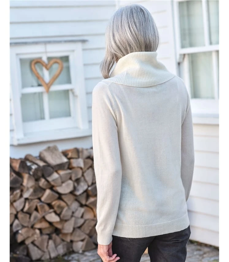 Pull Col Boule à Manches Longues - Femme - Cachemire & Mérinos 5 Pull Col Boule à Manches Longues - Femme - Cachemire & Mérinos – Image 3