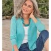 Cardigan Classique à Col V- Femme - Cachemire & Mérinos -Woolovers 214383 a86l aquamarine w 14