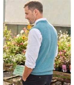 Pull Sans Manches - Homme - Cachemire & Mérinos -Woolovers 214795 k4m oceanblue m 43