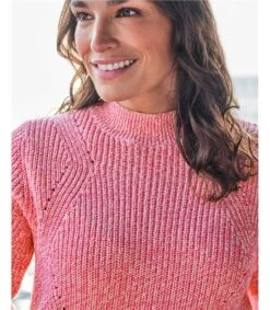 Pull En Pointelle Torsadé En Coton - Femme 6 Pull En Pointelle Torsadé En Coton - Femme -Woolovers 215599 t387l pinktwist w 71
