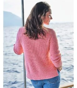 Pull En Pointelle Torsadé En Coton - Femme 7 Pull En Pointelle Torsadé En Coton - Femme -Woolovers 215599 t387l pinktwist w 81