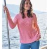 Pull En Pointelle Torsadé En Coton - Femme -Woolovers 215599 t387l pinktwist w 95