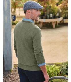 Pull à Col Rond - Homme - Cachemire & Mérinos -Woolovers 219668 k2m khakimarl m 43