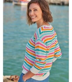 Pull à Rayures Brillantes -Woolovers 220284 r149l brightmulti w 25