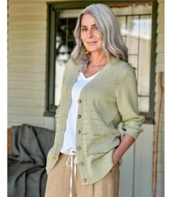 Cardigan à Col En V En Fil De Bande - Femme