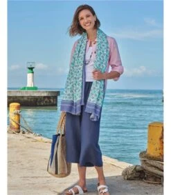 Foulard à Bordure Florale Abstraite - Femme