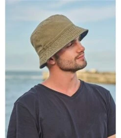 Chapeau De Soleil Réversible En Coton Pour Hommes -Woolovers 221066 p948m navykhaki m 11