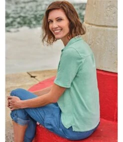 Embroidered Short Sleeve Shirt -Woolovers 221109 j464l mintgreen w 9