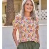Haut Imprimé à Col Rond -Femme -Woolovers 221235 j554l tropicalpalmprint w 12