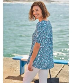 Débardeur à Manches Froncées -Woolovers 222385 j579l scribbleabstractfloral w 9