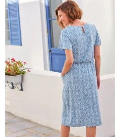 Robe Ajustée Et évasée à Manches Ange - Femme 7 Robe Ajustée Et évasée à Manches Ange - Femme -Woolovers 222408 j529l oasisprint w 13