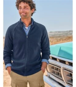 Cardigan Zippé Essentiel En Coton - Homme