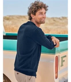 Cardigan Torsadé à Col En V - Homme -Woolovers 222880 t141m navy m 11