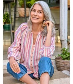 Blouse Boutonnée En Mélange De Lin - Femme