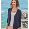 Cardigan à Col En V Et Empiècement En Pointelle - Femme -Woolovers 223099 c213l navy w 7