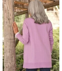 Cardigan Long à Col En V - Femme -Woolovers 223187 c220l lilac w 15