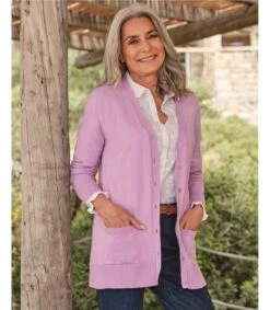 Cardigan Long à Col En V - Femme