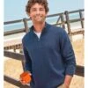 Pull Essentiel En Coton à Col Zippé - Homme -Woolovers 223663 t146m navy m 6