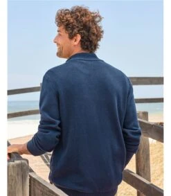 Pull Essentiel En Coton à Col Zippé - Homme -Woolovers 223663 t146m navy m 9