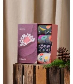 Flavia Floral Bamboo 4 Pack Sock Box