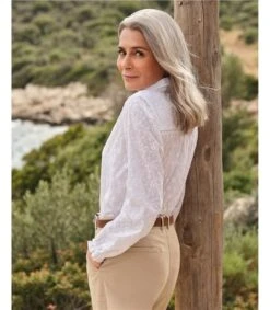 Chemise à Col Pétale Brodée -Woolovers 224372 w389l white w 6