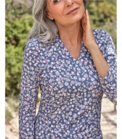 Haut Imprimé à Col V - Femme - Viscose 6 Haut Imprimé à Col V - Femme - Viscose -Woolovers 224396 j504l minishadowfloral w 6