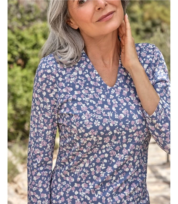 Haut Imprimé à Col V - Femme - Viscose 4 Haut Imprimé à Col V - Femme - Viscose – Image 2