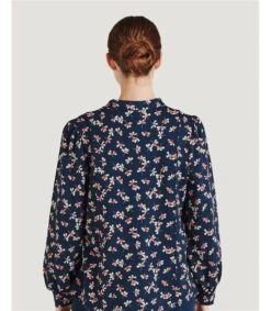 Aveline Organic Cotton Floral Top -Woolovers 224678 tj2 navy w 7