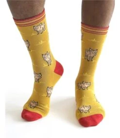 Chaussettes En Bambou Willem Pig Pour Hommes -Woolovers 224741 ta45 yellow m 6