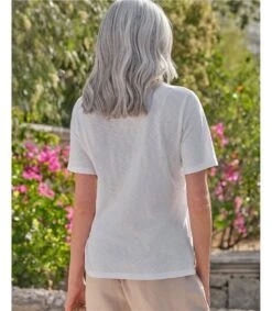 Overlaid Lace V Neck Top -Woolovers 224958 j568l white w 6