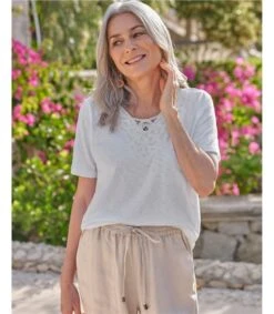 Overlaid Lace V Neck Top