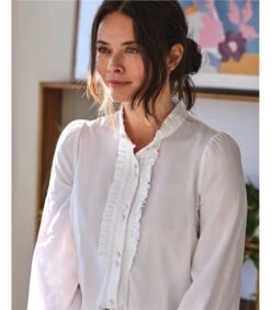 Bijou Organic Cotton Modal Shirt -Woolovers 225268 tw3 white w 6