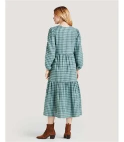 Galla Organic Cotton Wrap Dress -Woolovers 225309 tw4 darkpinegreen w 7