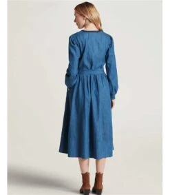 Asterope Robe Midi En Coton Organique Chambray -Woolovers 225351 tw5 darkindigoblue w 7