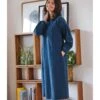 Ioana Organic Cotton Jersey Indigo Loopback Dress 1 Ioana Organic Cotton Jersey Indigo Loopback Dress -Woolovers 225536 tj15 indigoblue w 5
