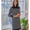 Celaeno Striped Lambswool Knitted Dress 2 Celaeno Striped Lambswool Knitted Dress -Woolovers 225543 tk8 navystripe w 5