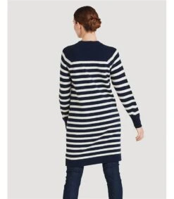 Celaeno Striped Lambswool Knitted Dress -Woolovers 225543 tk8 navystripe w 7