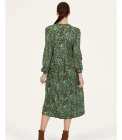 Erin Organic Cotton Jersey Wrap Dress -Woolovers 225557 tj17 forestgreen w 7