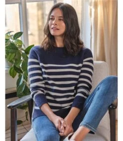 Celaeno Striped Lambswool Funnel Neck Jumper