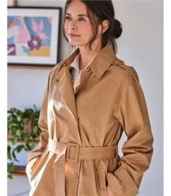 Organic Cotton Showerproof Double Breasted Mac -Woolovers 225599 tw7 sandbrown w 7