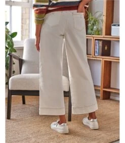 Essential Organic Cotton Denim High Rise Culotte 7 Essential Organic Cotton Denim High Rise Culotte -Woolovers 226765 tw11 white w 5